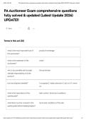 PA Auctioneer Exam comprehensive questions fully solved & updated &lpar;Latest Update 2026&rpar; UPDATE&excl;&excl;&NewLine;&NewLine;