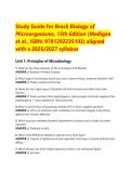 Study Guide for Brock Biology of &NewLine;Microorganisms&comma; 15th Edition &lpar;Madigan &NewLine;et al&period;&comma; ISBN&colon; 9781292235103&rpar; aligned &NewLine;with a 2026&sol;2027 syllabus  &NewLine;