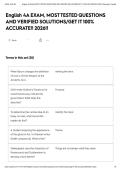 English 4A EXAM&comma; MOST TESTED QUESTIONS AND VERIFIED SOLUTIONS&sol;GET IT 100&percnt; ACCURATE&excl;&excl; 2026&excl;&excl;&NewLine;&NewLine;