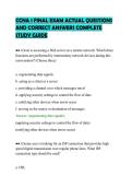 CCNA 1 FINAL EXAM ACTUAL QUESTIONS&NewLine;AND CORRECT ANSWERS COMPLETE&NewLine;STUDY GUIDE&NewLine;