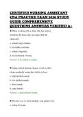 CERTIFIED NURSING ASSISTANT&NewLine;CNA PRACTICE EXAM 2026 STUDY&NewLine;GUIDE COMPREHENSIVE&NewLine;QUESTIONS ANSWERS VERIFIED A&plus;&NewLine;