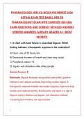 PHARMACOLOGY HESI V2 EXAM 2026 &ndash; COMPLETE TEST BANK WITH CORRECT ANSWERS AND RATIONALES&NewLine;&NewLine;