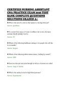 CERTIFIED NURSING ASSISTANT&NewLine;CNA PRACTICE EXAM 2026 TEST&NewLine;BANK COMPLETE QUESTIONS&NewLine;SOLUTIONS GRADED A&plus;&NewLine;