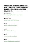 CERTIFIED NURSING ASSISTANT&NewLine;CNA PRACTICE EXAM 2026 TEST&NewLine;PAPER QUESTIONS ANSWERS&NewLine;GRADED A&plus;&NewLine;