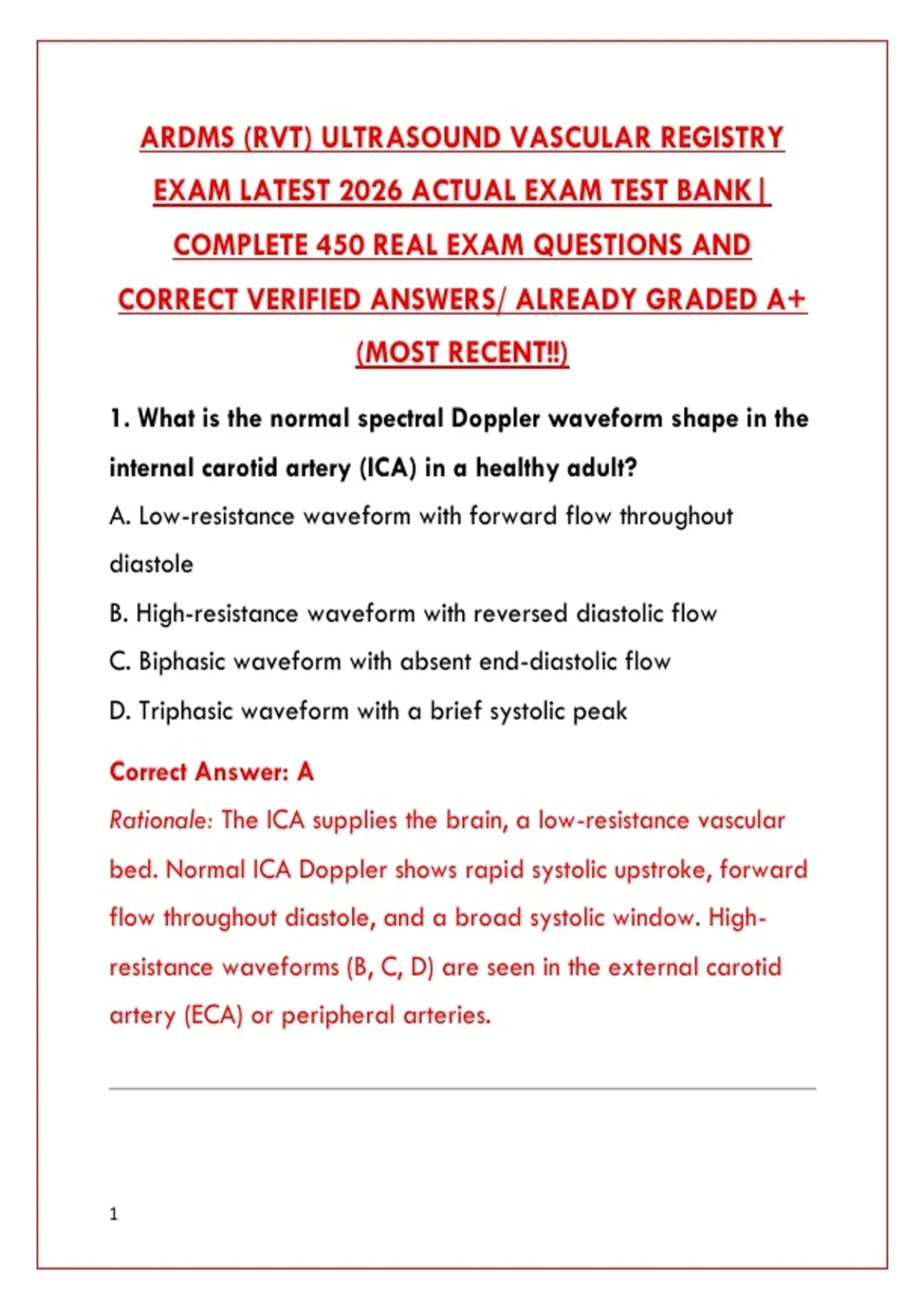 ARDMS RVT EXAM PREP 2026 – 200+ REAL TEST QUESTIONS & VERIFIED ANSWERS ...
