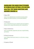 GUIDELINES FOR NURSE PRACTITIONERS&NewLine;IN GYNECOLOGIC SETTINGS 12TH EDITION&NewLine;2026 FULL TEST BANK QUESTIONS AND&NewLine;ANSWERS GRADED A&plus;
