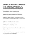 CHAMBERLAIN NR 222 FINAL COMPREHENSIVE&NewLine;STUDY GUIDE 2026 FUNDAMENTALS OF&NewLine;NURSING AND PATIENT CARE PRINCIPLES&NewLine;