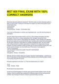 MGT 605 FINAL EXAM WITH 100&percnt; CORRECT ANSWERS 