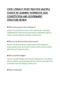 CIVIC LITERACY STUDY PRACTICE MULTIPLE&NewLine;CHOICE 80 LEARNING WORKBOOK 2026&NewLine;CONSTITUTION AND GOVERNMENT&NewLine;STRUCTURE REVIEW