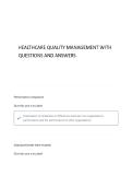 Healthcare Quality Management Quiz questions and answers
