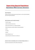 Supervising Special Populations &ndash; Questions and Answers Study Guide