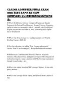 CLAIMS ADJUSTER FINAL EXAM&NewLine;2026 TEST BANK REVIEW&NewLine;COMPLETE QUESTIONS SOLUTIONS&NewLine;A&plus;&NewLine;