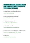 CMAA PRACTICE TEST NHA FINAL PAPER&NewLine;PRACTICE SOLUTION TESTED QUESTIONS&NewLine;WITH COMPLETE ANSWERS
