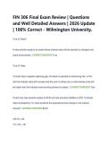 FIN 306 Final Exam Review &vert; Questions &NewLine;and Well Detailed Answers &vert; 2026 Update &NewLine;&vert; 100&percnt; Correct - Wilmington University&period;