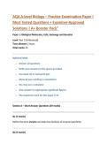 AQA A-level Biology &ndash; Practice Examination Paper l &NewLine;Most Tested Questions &plus; Examiner-Approved &NewLine;Solutions &vert; A&plus; Booster Pack&rdquo; 