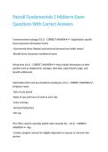 Payroll Fundamentals 1 Midterm Exam Questions With Correct Answers