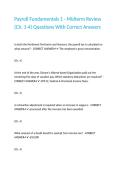 Payroll Fundamentals 1 - Midterm Review &lpar;Ch&period; 1-4&rpar; Questions With Correct Answers