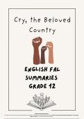 Cry&comma; the Beloved Country Summaries - Grade 12 English FAL