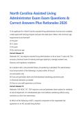 North Carolina Assisted Living Administrator Exam Exam Questions & Correct Answers Plus Rationales 2026