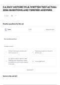 CA DMV MOTORCYCLE WRITTEN TEST ACTUAL 2026 QUESTIONS AND VERIFIED ANSWERS