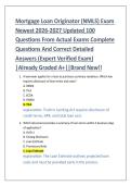 Mortgage Loan Originator &lpar;NMLS&rpar; Exam &NewLine;Newest 2026-2027 Updated 100 &NewLine;Questions From Actual Exams Complete &NewLine;Questions And Correct Detailed &NewLine;Answers &lpar;Expert Verified Exam&rpar; &NewLine;&vert;Already Graded A&plus;&vert;&vert;Brand New&excl;&excl; 