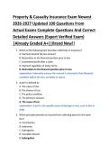 Property & Casualty Insurance Exam Newest &NewLine;2026-2027 Updated 100 Questions From &NewLine;Actual Exams Complete Questions And Correct &NewLine;Detailed Answers &lpar;Expert Verified Exam&rpar; &NewLine;&vert;Already Graded A&plus;&vert;&vert;Brand New&excl;&excl; 