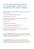 DCF EXAM - CHILD CARE Behavioral Observation and Screening &lpar;BOSR&rpar; 2026&sol;2027&vert; FREQUENTLY TESTED QUESTIONS WITH CORRECT ANSWERS &vert; BRAND NEW&excl;&NewLine;
