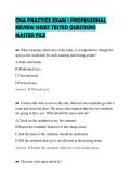 CNA PRACTICE EXAM 1 PROFESSIONAL&NewLine;REVIEW SHEET TESTED QUESTIONS&NewLine;MASTER FILE&NewLine;