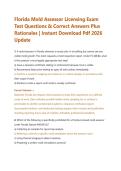 Florida Mold Assessor Licensing Exam&NewLine;Test Questions & Correct Answers Plus&NewLine;Rationales &vert; Instant Download Pdf 2026&NewLine;Update