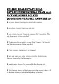 COLIBRI REAL ESTATE REAL&NewLine;ESTATE EXPRESS FINAL EXAM 2026&NewLine;LICENSE SCRIPT SOLVED&NewLine;QUESTIONS VERIFIED ANSWERS A&plus;&NewLine;