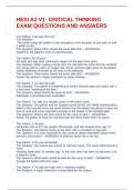HESI A2 V1- CRITICAL THINKING  EXAM QUESTIONS AND ANSWERS