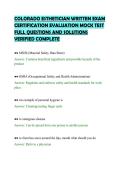 COLORADO ESTHETICIAN WRITTEN EXAM&NewLine;CERTIFICATION EVALUATION MOCK TEST&NewLine;FULL QUESTIONS AND SOLUTIONS&NewLine;VERIFIED COMPLETE&NewLine;