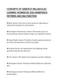 CONCEPTS OF GENETICS WILLIAM KLUG&NewLine;LEARNING WORKBOOK 2026 INHERITANCE&NewLine;PATTERNS AND DNA FUNCTION&NewLine;