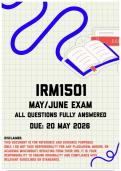 IRM1501 May&sol;June Exam Memo &vert; Due 20 May 2026