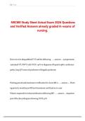 NRCME Study Sheet Actual Exam 2026 Questions &NewLine;and Verified Answers already graded A&plus;exams of &NewLine;nursing&period; 