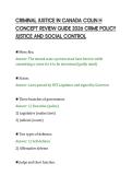 CRIMINAL JUSTICE IN CANADA COLIN H&NewLine;CONCEPT REVIEW GUIDE 2026 CRIME POLICY&NewLine;JUSTICE AND SOCIAL CONTROL&NewLine;