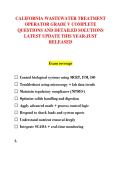 CALIFORNIA WASTEWATER TREATMENT &NewLine;OPERATOR GRADE V COMPLETE &NewLine;QUESTIONS AND DETAILED SOLUTIONS &NewLine;LATEST UPDATE THIS YEAR-JUST &NewLine;RELEASED 