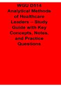 WGU D514 Analytical Methods of Healthcare Leaders Study Guide Key Concepts Review Notes Practice Questions Healthcare Leadership 2025&sol; 2026