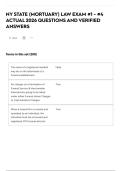 NY STATE &lpar;MORTUARY&rpar; LAW EXAM &num;1 - &num;4 ACTUAL 2026 QUESTIONS AND VERIFIED ANSWERS
