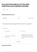 MLS ASCP EXAM RECALL ACTUAL 2026 QUESTIONS AND VERIFIED ANSWERS&NewLine;