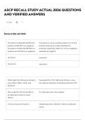 ASCP RECALL STUDY ACTUAL 2026 QUESTIONS AND VERIFIED ANSWERS