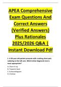 APEA Comprehensive &NewLine;Exam Questions And &NewLine;Correct Answers &NewLine;&lpar;Verified Answers&rpar; &NewLine;Plus Rationales &NewLine;2025&sol;2026 Q&A &vert; &NewLine;Instant Download Pdf 