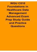 WGU C810 Foundations in Healthcare Data Management Advanced Exam Prep Study Guide Key Concepts Review Notes Practice Questions 2025&sol; 2026