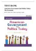 Test Bank &mdash; American Government and Politics Today&colon; The Essentials&comma; 20th Edition &lpar;Bardes&comma; 2021&rpar;&comma; Chapters 1-16 &vert; All Chapters Covered