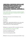 CSBI HFMA CERTIFIED SPECIALIST&NewLine;BUSINESS INTELLIGENCE 2026&NewLine;ANALYTICS SCRIPT SOLVED&NewLine;QUESTIONS VERIFIED ANSWERS A&plus;&NewLine;