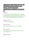 CSBI HFMA CERTIFIED SPECIALIST&NewLine;BUSINESS INTELLIGENCE 2026&NewLine;FINAL PAPER PRACTICE&NewLine;QUESTIONS ANSWERS ACCURATE&NewLine;A&plus;&NewLine;