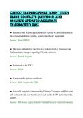 CUSECO TRAINING FINAL SCRIPT STUDY&NewLine;GUIDE COMPLETE QUESTIONS AND&NewLine;ANSWERS UPDATED ACCURATE&NewLine;GUARANTEED PASS&NewLine;