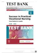 TEST BANK FOR SUCCESS IN PRACTICAL VOCATIONAL NURSING FROM STUDENT TO LEADER 10TH EDITION BY KNECHT COMPLETE QUESTIONS AND ANSWERS