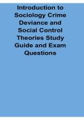 Introduction to Sociology Crime Deviance and Social Control Theories Study Guide Exam Questions Key Concepts Review 2025&sol; 2026