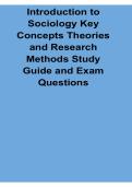 Introduction to Sociology Key Concepts Theories and Research Methods Study Guide Exam Questions Sociology Review 2025&sol; 2026